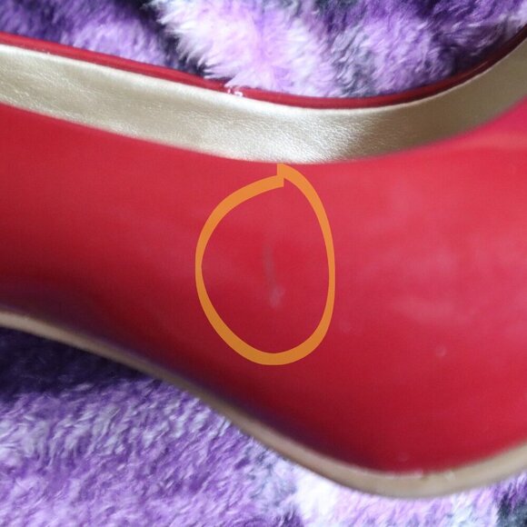 WINE PEEPTOES 6 Bandolino Glossy Red Burgundy Vegan Heels Pumps Formal Retro 60s - Picture 5 of 12